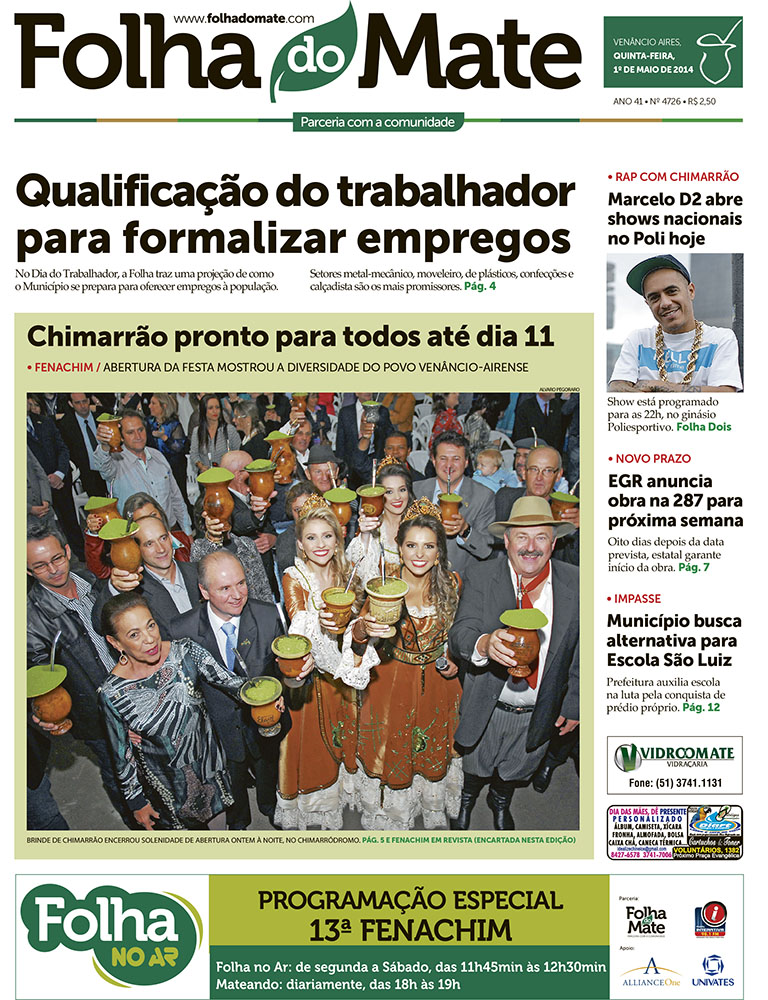 Capa 13° Fenachim 2014_(Arquivo Folha do Mate)