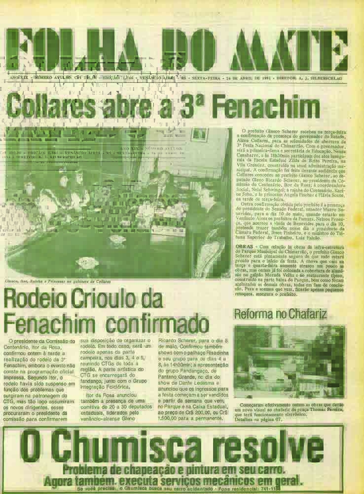 Capa 3° Fenachim 1991_(Arquivo Folha do Mate)