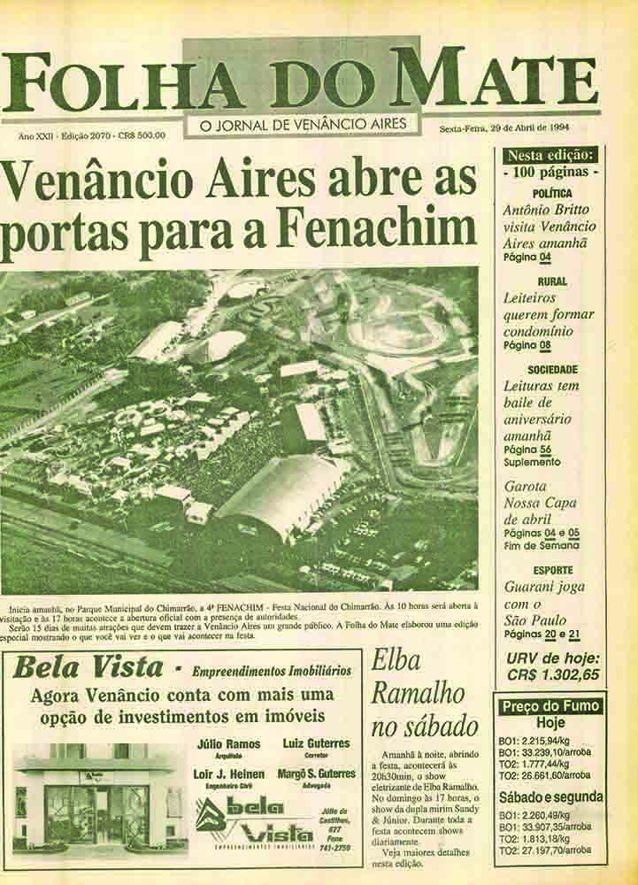 Capa 4° Fenachim 1994_(Arquivo Folha do Mate)