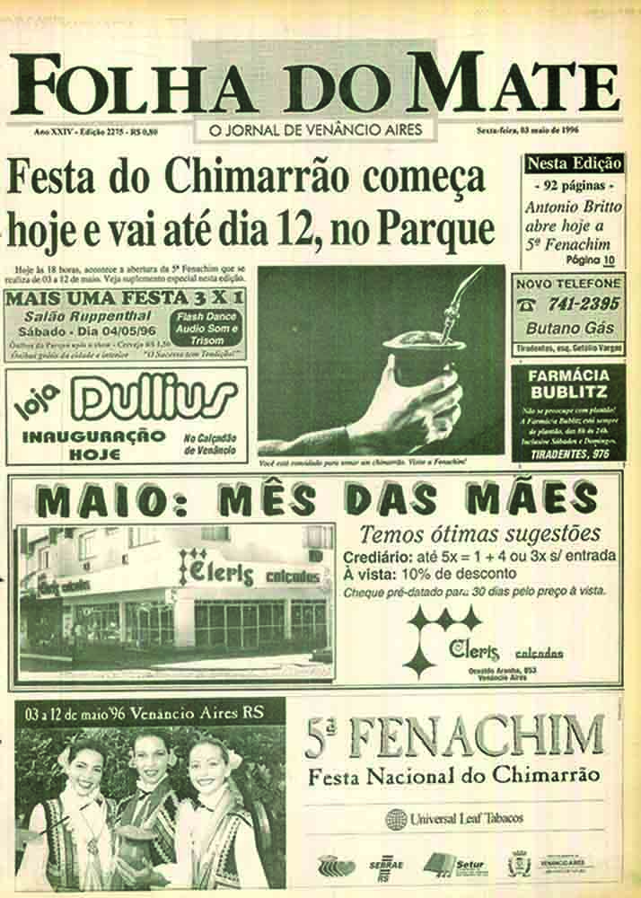 Capa 5° Fenachim 1996_(Arquivo Folha do Mate)